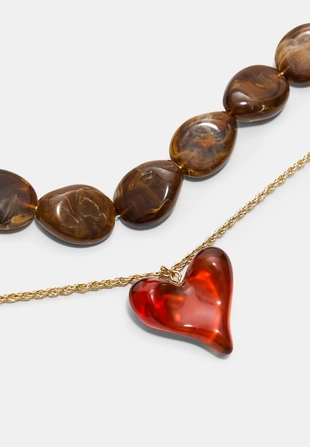 Набор из 2 колье в форме сердца- Заказать в России