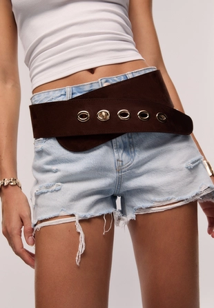 Широкий ремень с металлической застежкой- Заказать в России