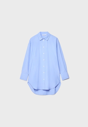 Длинная рубашка в полоску из поплина- Заказать в России