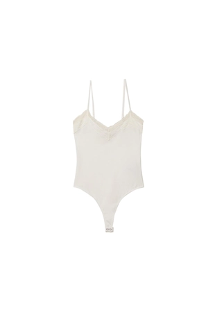 Хлопковый боди с кружевной отделкой- Заказать в России