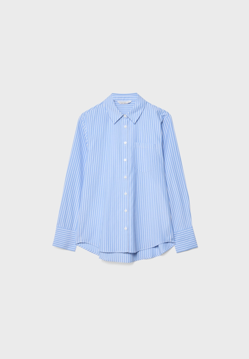 Базовая рубашка в полоску из поплина с карманом