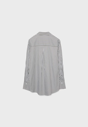 Базовая рубашка в полоску из поплина с карманом- Заказать в России