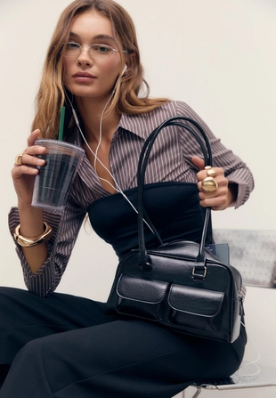 Сумка через плечо с карманами и длинной ручкой- Заказать в России