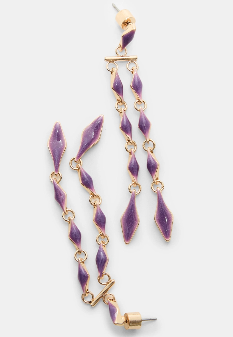 Длинные серьги с ромбами и эмалью