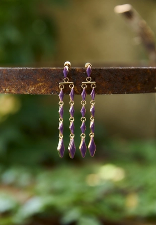 Длинные серьги с ромбами и эмалью- Заказать в России