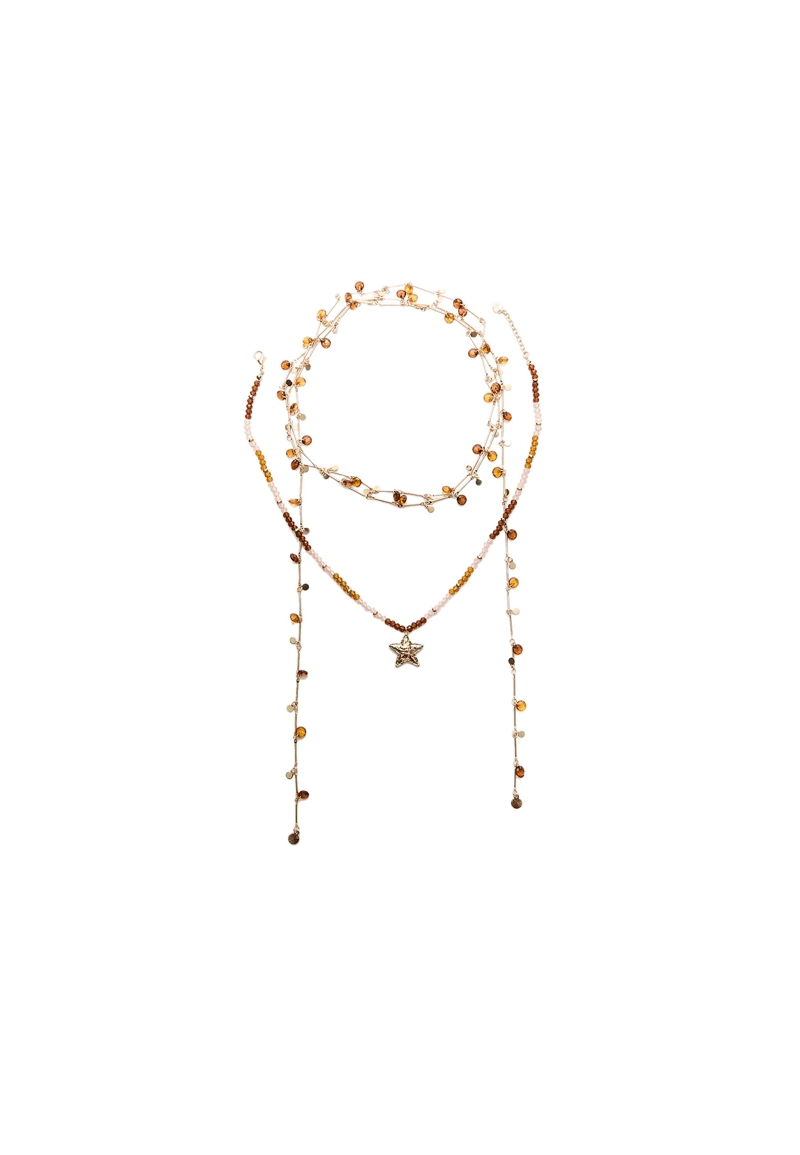 Набор из 2 ожерелий с бусинами и звездой