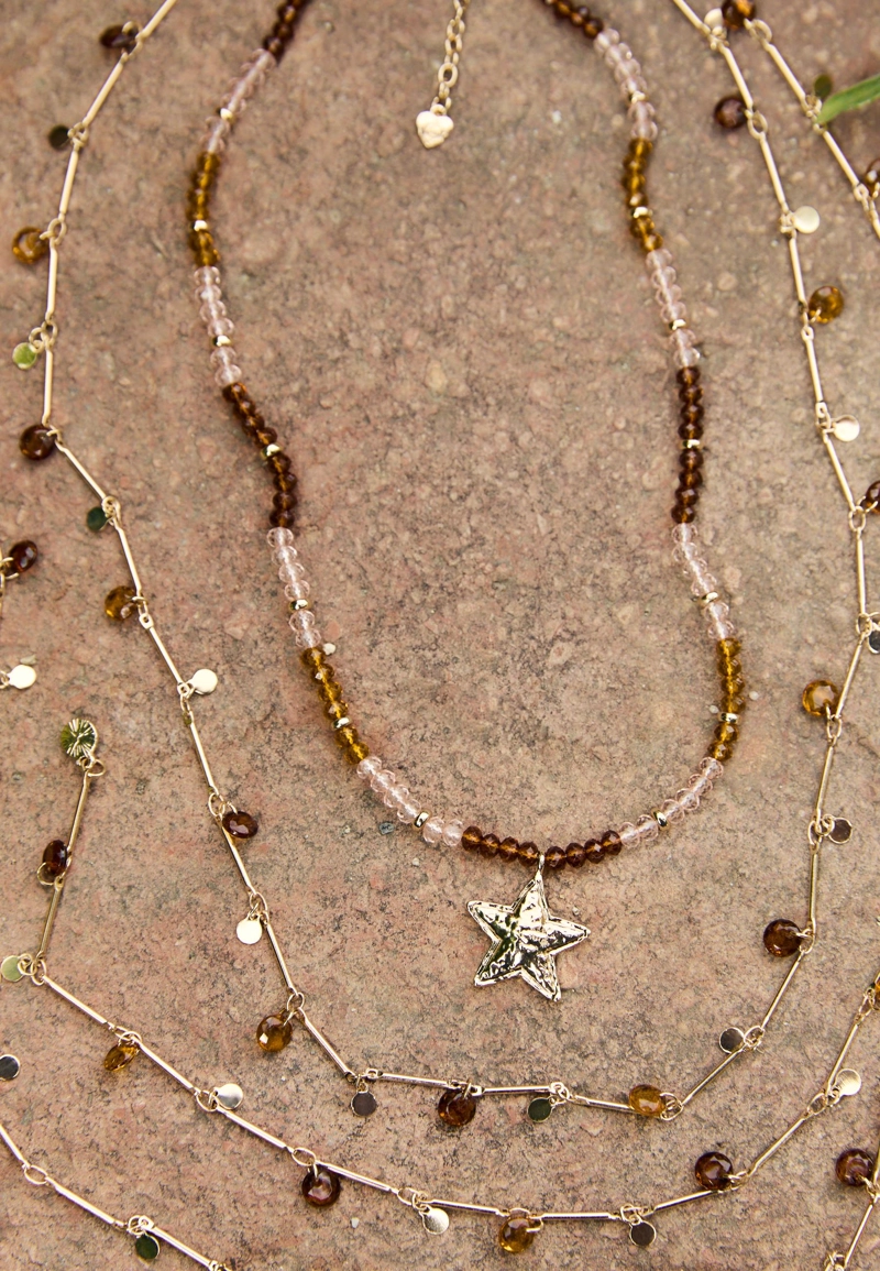 Набор из 2 ожерелий с бусинами и звездой