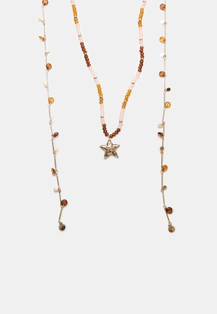 Набор из 2 ожерелий с бусинами и звездой- Заказать в России