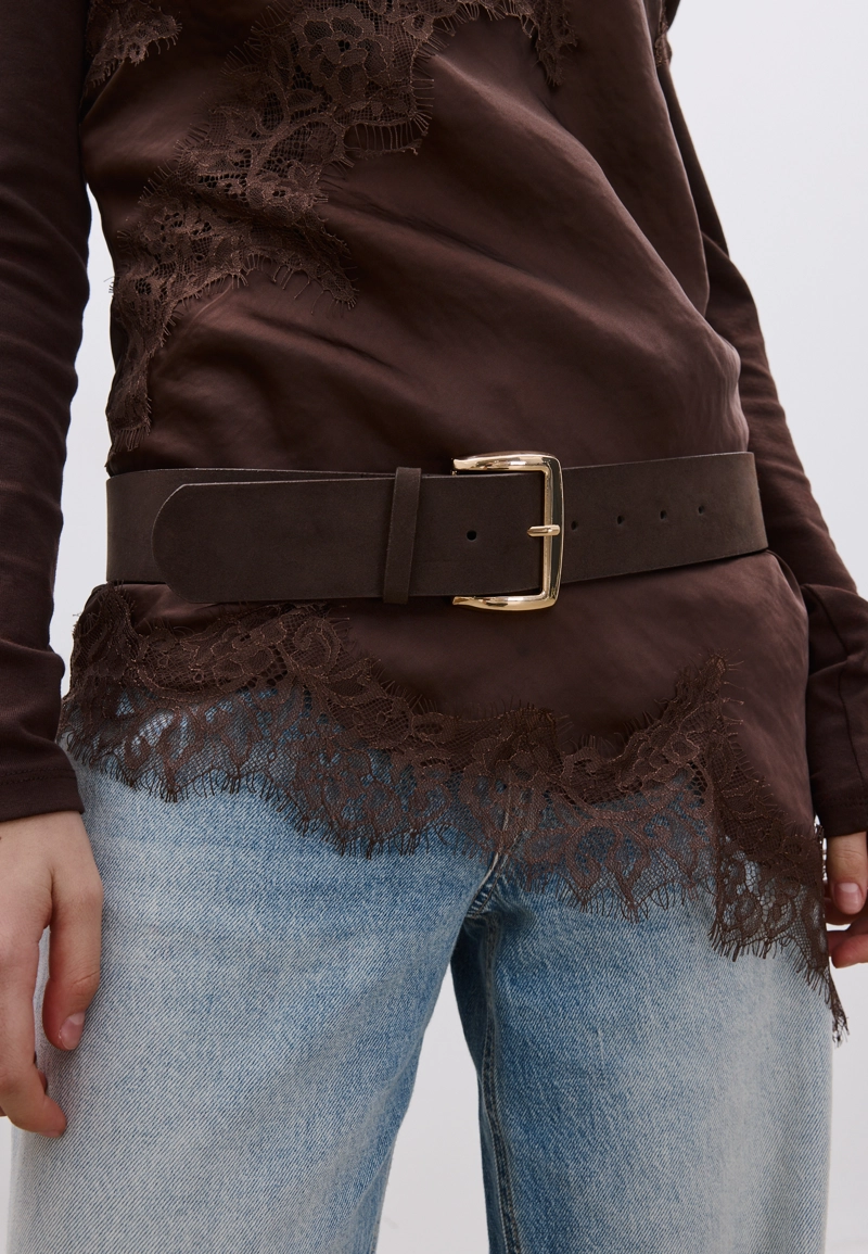 Ремень полуширокий из искусственной замши