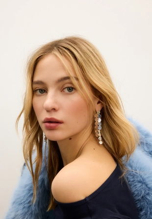 Длинные серьги с мини-кругами- Заказать в России