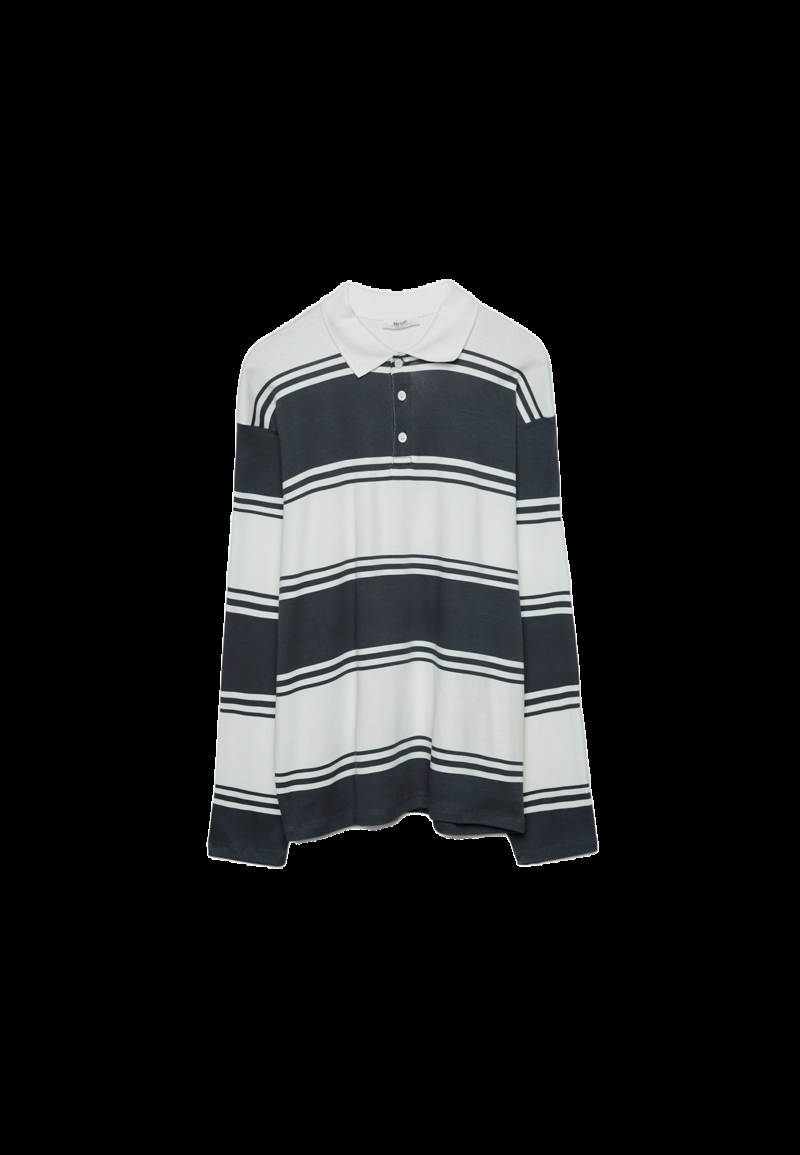 Футболка-поло оверсайз в полоску