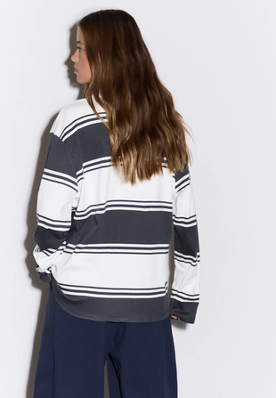 Футболка-поло оверсайз в полоску- Заказать в России