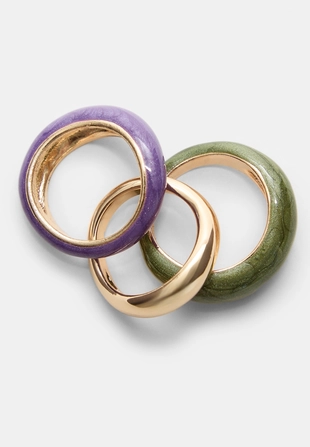 Набор из 3 комбинированных колец с эмалью- Заказать в России
