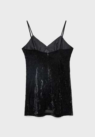 Короткое бархатное платье с бусинами- Заказать в России