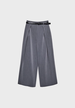 Брюки с большими защипами и ремнем- Заказать в России