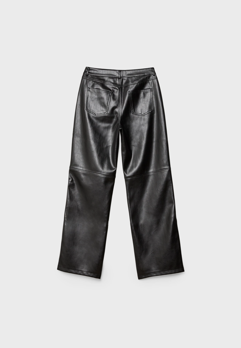 Прямые брюки из текстурной искусственной кожи