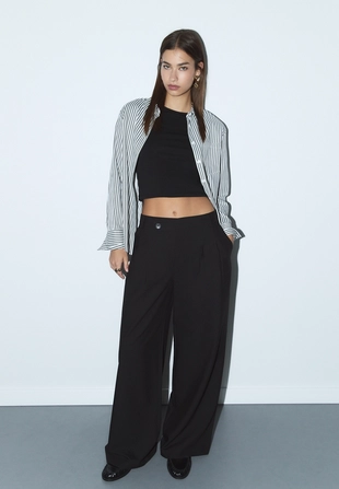 Повседневные брюки в полоску с перекрестной талией- Заказать в России