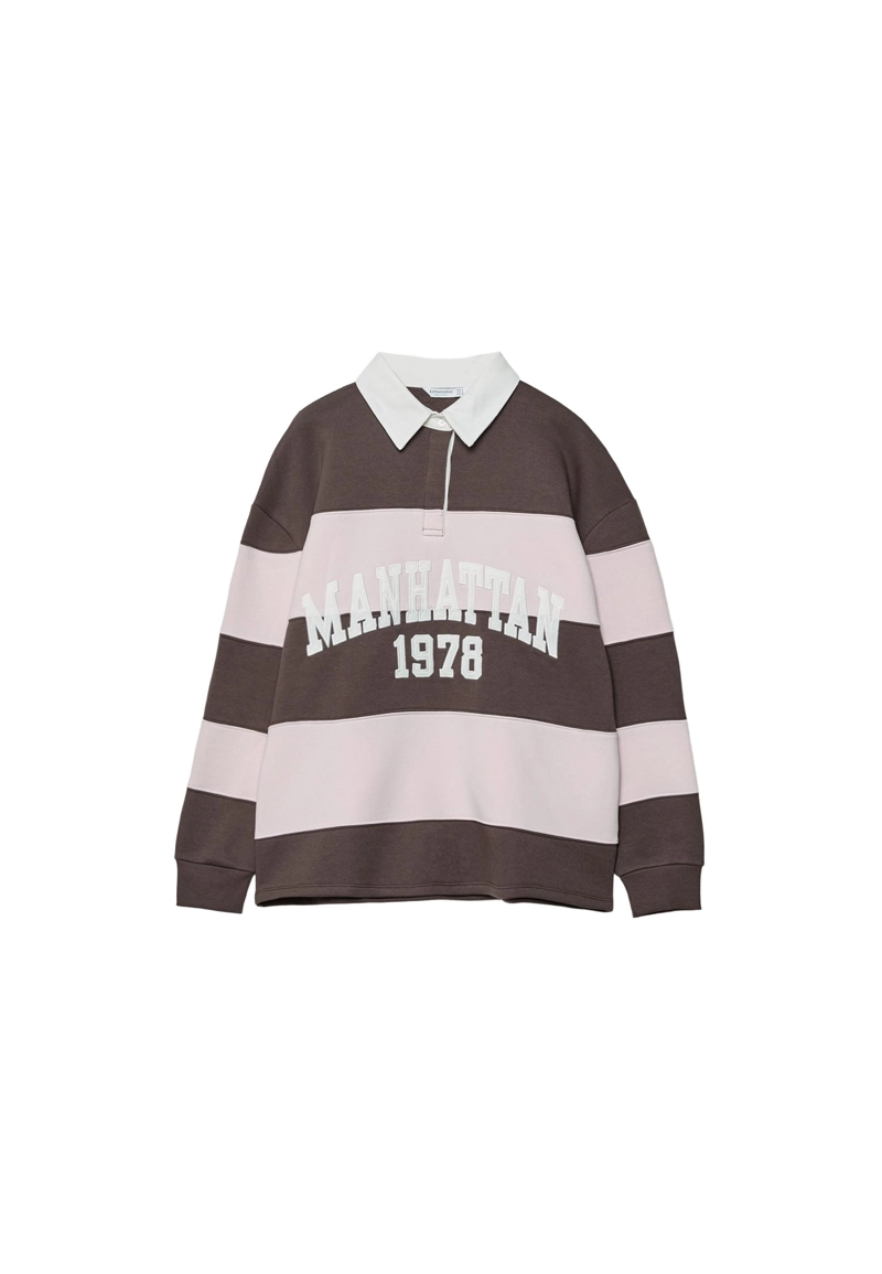 Толстовка-поло в полоску с принтом