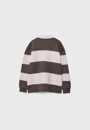 Толстовка-поло в полоску с принтом- Заказать в России