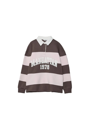 Толстовка-поло в полоску с принтом- Заказать в России