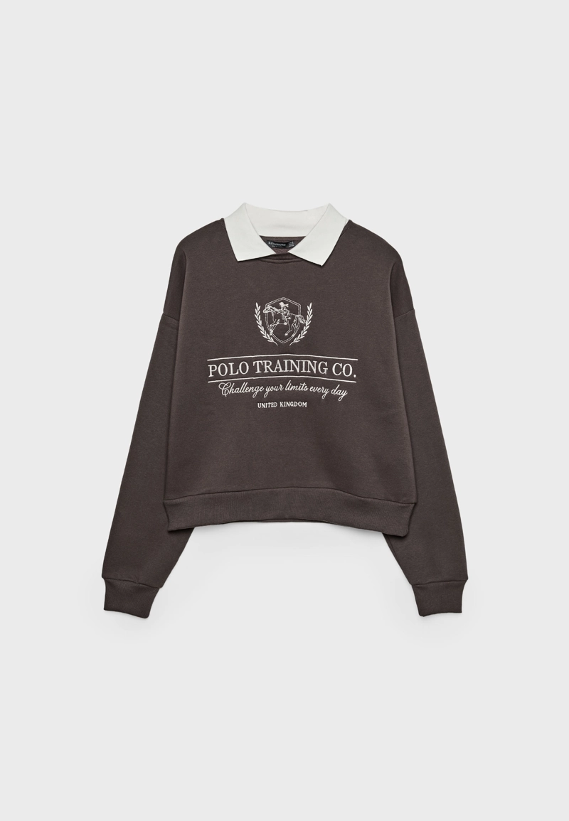 Вышитая толстовка с воротником поло