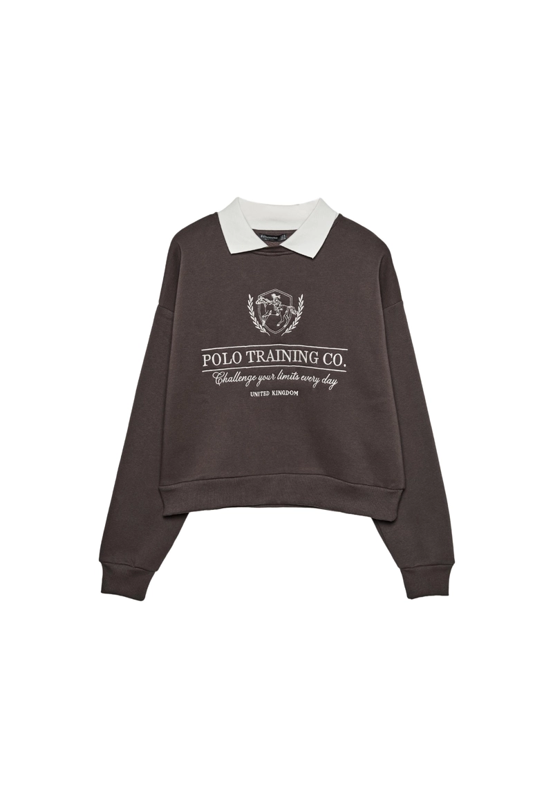 Вышитая толстовка с воротником поло