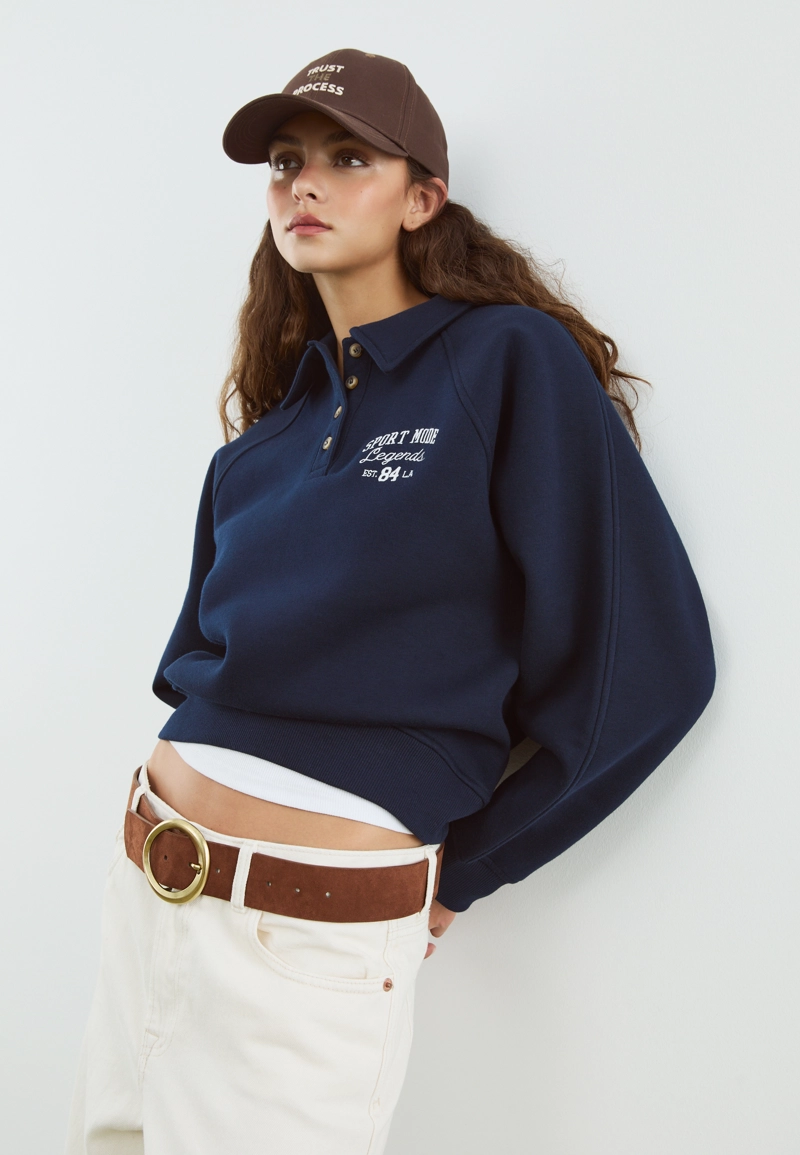 Толстовка-поло на пуговицах