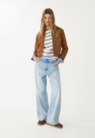 Куртка из искусственной замши на молнии- Заказать в России