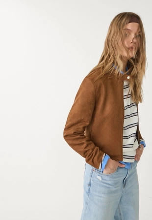 Куртка из искусственной замши на молнии- Заказать в России