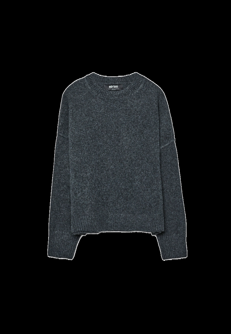 Вязаный свитер с круглым вырезом