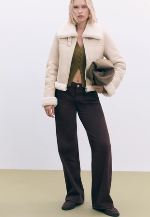 Куртка-дубленка из искусственной замши- Заказать в России