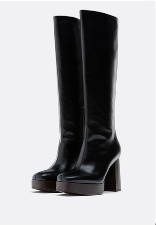 Высокие сапоги на платформе и каблуке- Заказать в России