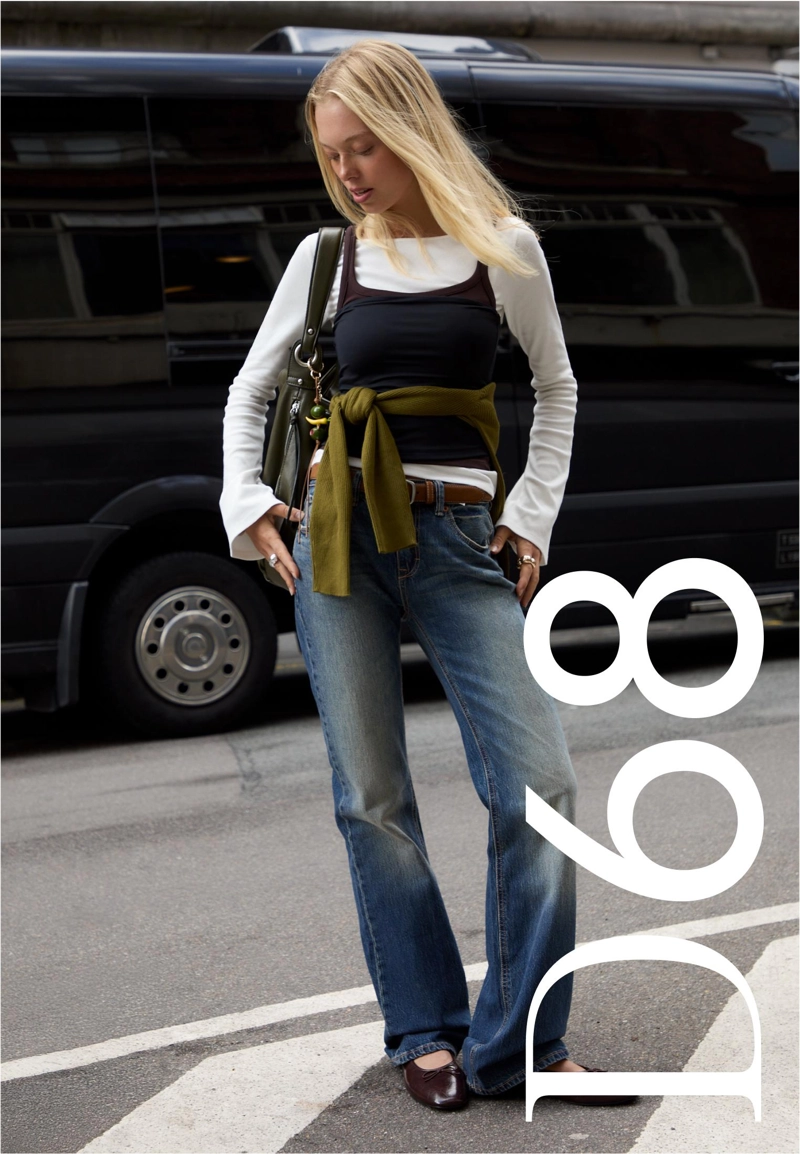 Джинсы D68 фасона bootcut с поясом