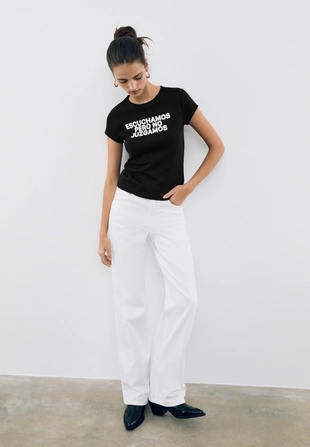 Облегающая футболка с текстом- Заказать в России