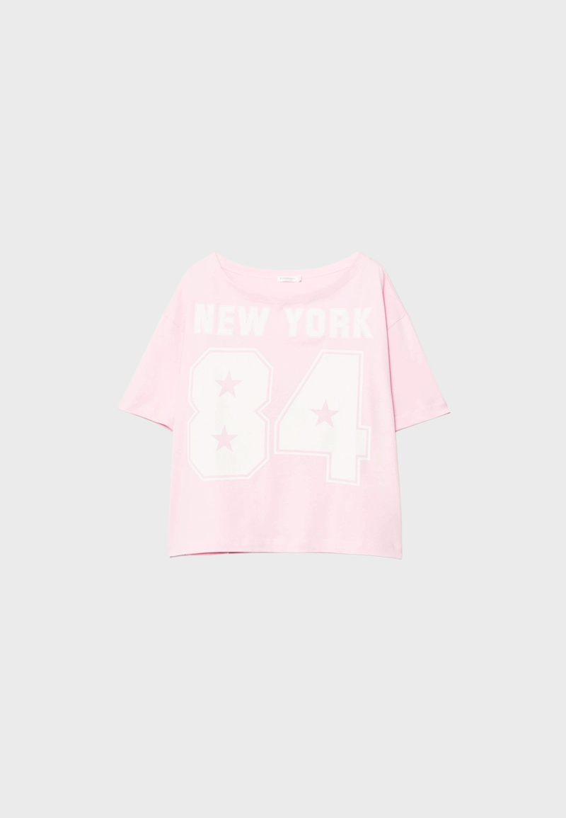 Футболка с принтом и вырезом «лодочка»