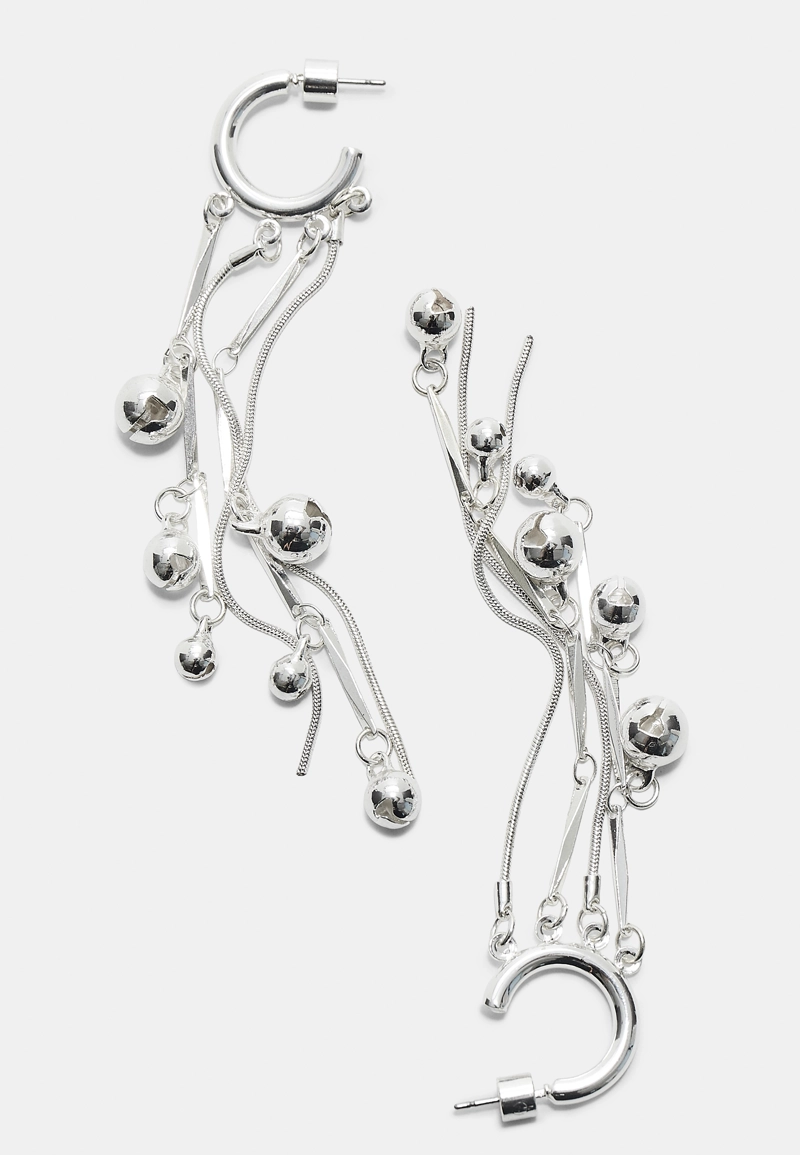 Длинные серьги-кольца с подвесками