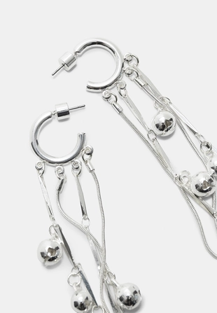 Длинные серьги-кольца с подвесками- Заказать в России