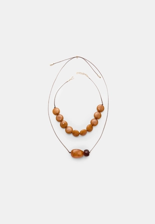 Набор из 2 колье на шнурке с бусинами- Заказать в России