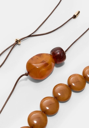 Набор из 2 колье на шнурке с бусинами- Заказать в России