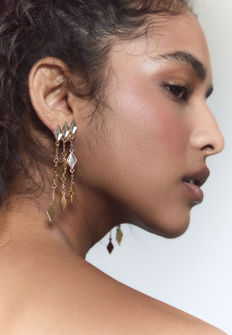Длинные серьги с ромбами
