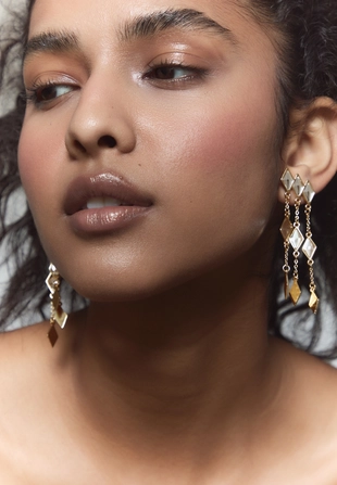 Длинные серьги с ромбами- Заказать в России