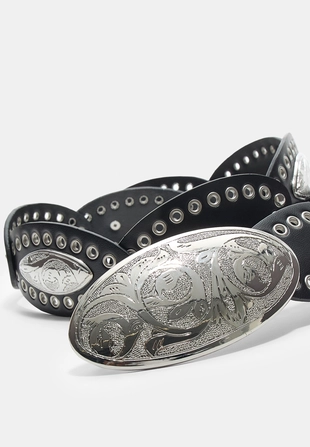 Широкий ремень с овальными пряжками- Заказать в России