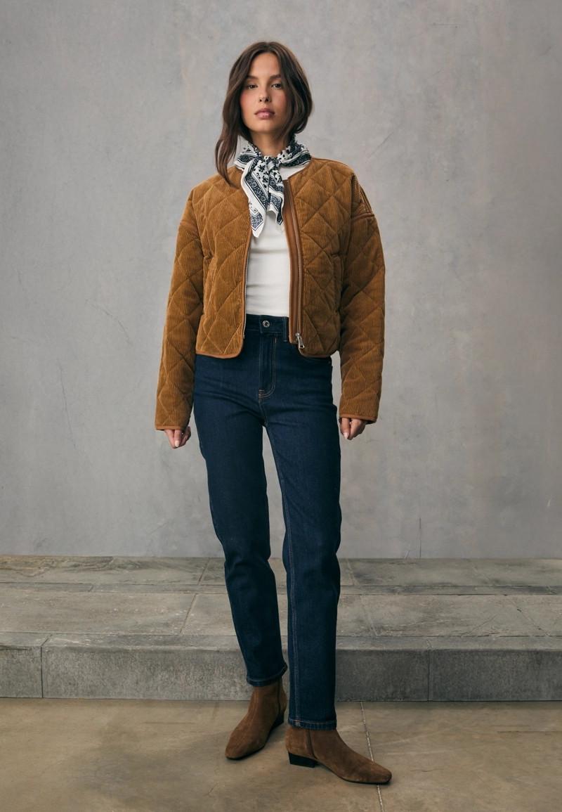 Стеганая вельветовая куртка