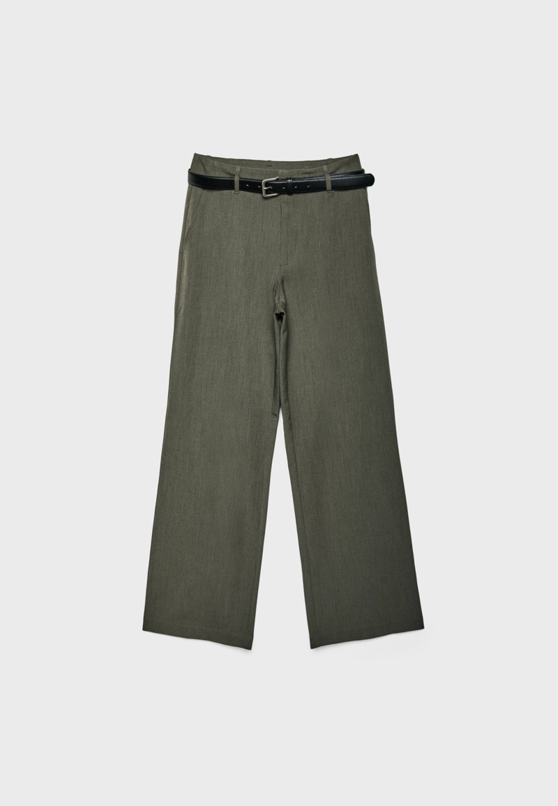 Прямые струящиеся брюки с поясом