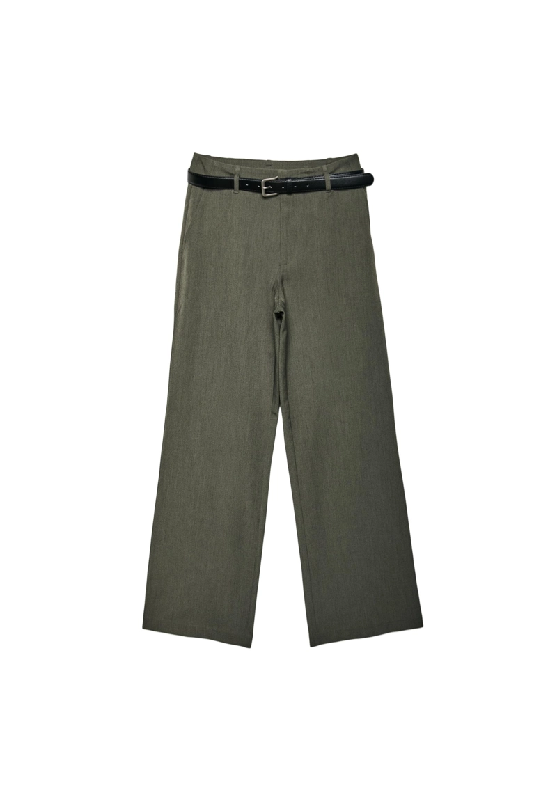 Прямые струящиеся брюки с поясом