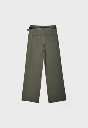 Прямые струящиеся брюки с поясом- Заказать в России