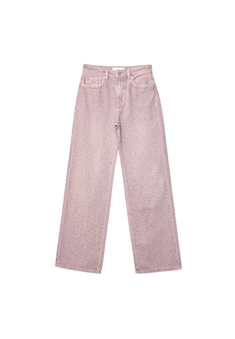 Джинсы прямого кроя с блестящей отделкой