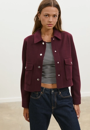 Укороченная куртка из мягкой ткани- Заказать в России