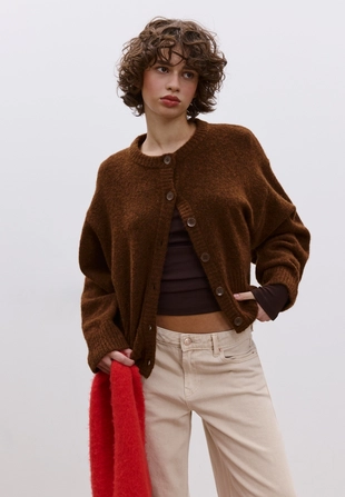 Трикотажный кардиган с широкими рукавами- Заказать в России