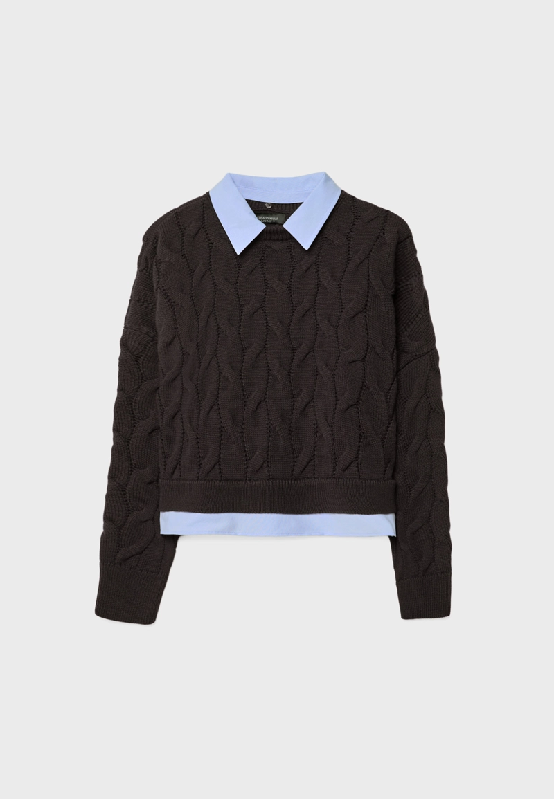 Комбинированный вязаный свитер